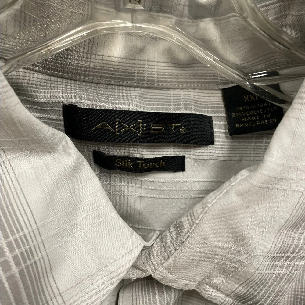 AXIST Silk Touch Short Sleeve Button Down Shirt Gray White Pattern Size XXL - Picture 7 of 7